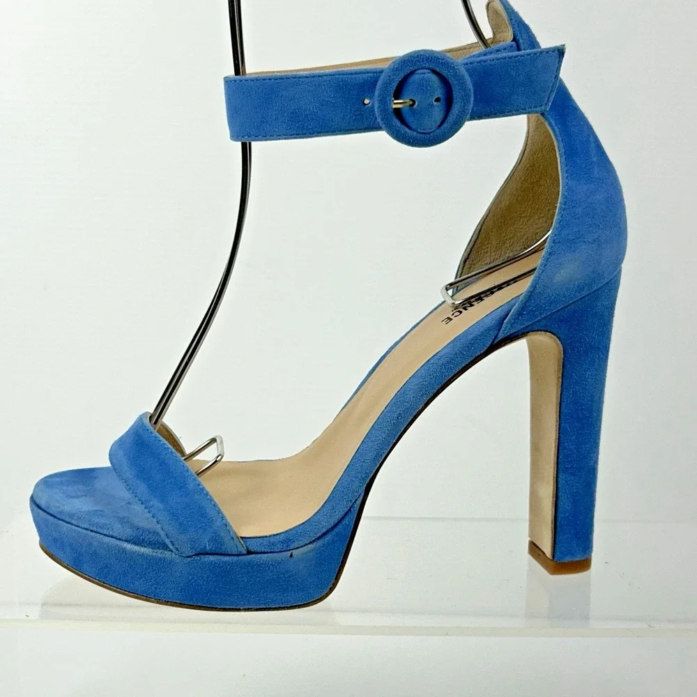 L'agence Size 36 US 6 Avice Block High Heel NEW Blue Suede Ankle‎ Strap $219